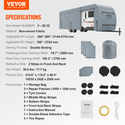 Travel Trailer Cover, 9.1-9.8m RV Cover, 4-Layer Non-Woven Fabric Camper Cover, Waterproof, Windproof And V952-TCSFCCYTGSFCVZTTJV0