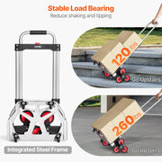 Stair Climbing Cart Heavy Duty Folding Hand Truck Dolly 118 kg 10 Wheels V952-TCSPLCYS260LDSY04V0
