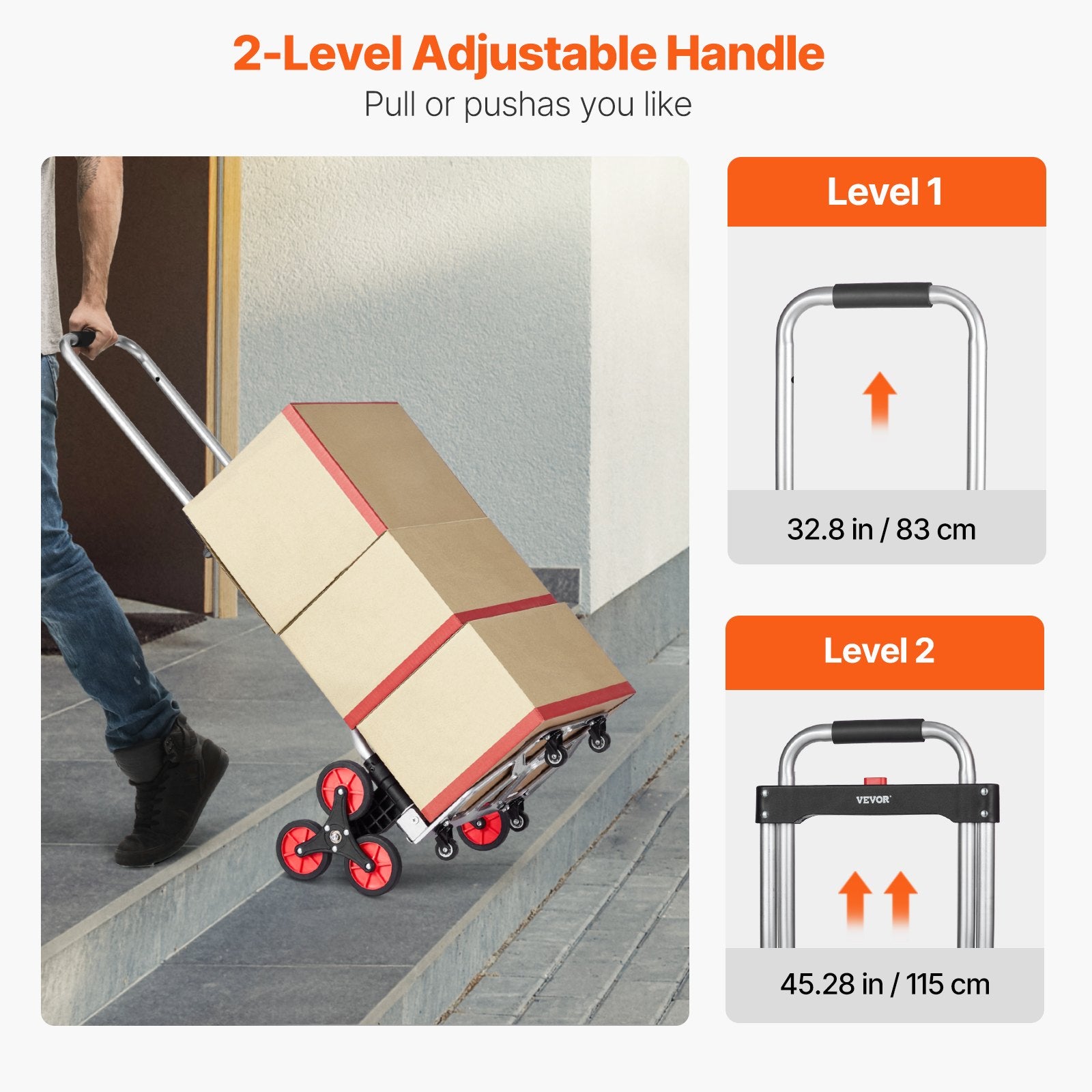 Stair Climbing Cart Heavy Duty Folding Hand Truck Dolly 118 kg 10 Wheels V952-TCSPLCYS260LDSY04V0