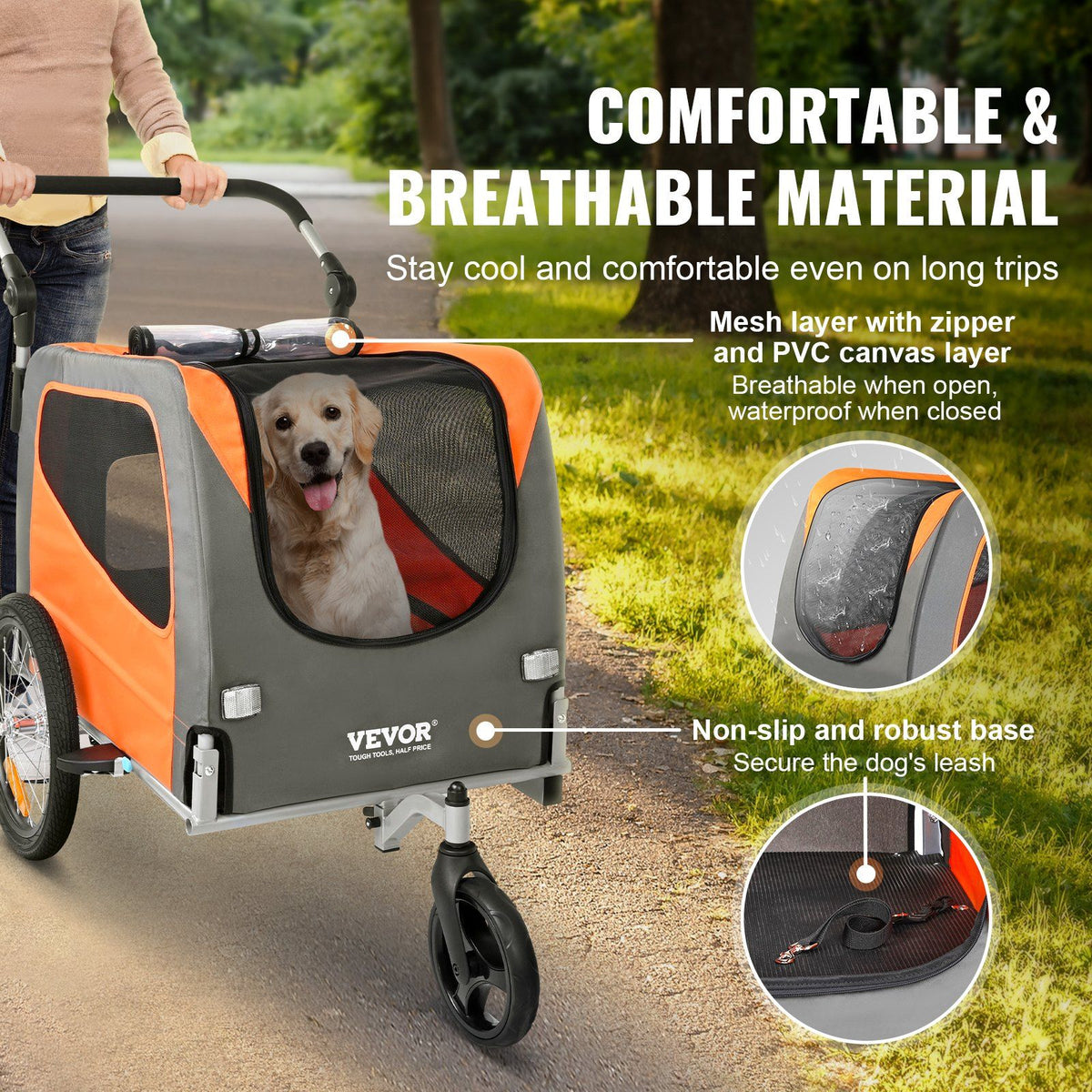 Dog Bike Trailer, Supports up to 30 kg, 2-in-1 Pet Stroller Cart Bicycle Carrier, Easy Folding Cart Frame V952-TCTCLYSCWZXCMJR9ZV0