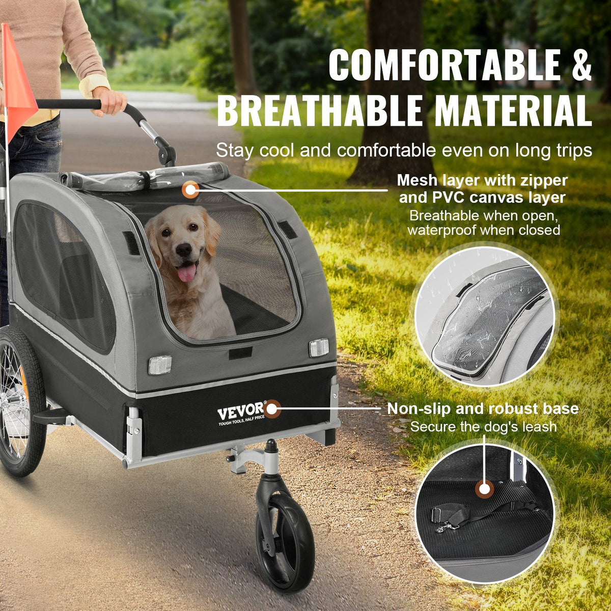 Dog Bike Trailer, Supports up to 40 kg, 2-in-1 Pet Stroller Cart Bicycle Carrier, Easy Folding Cart Frame V952-TCTCLYSCWZXCSF5IBV0