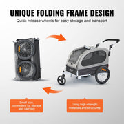 Dog Bike Trailer, Supports up to 40 kg, 2-in-1 Pet Stroller Cart Bicycle Carrier, Easy Folding Cart Frame V952-TCTCLYSCWZXCSF5IBV0