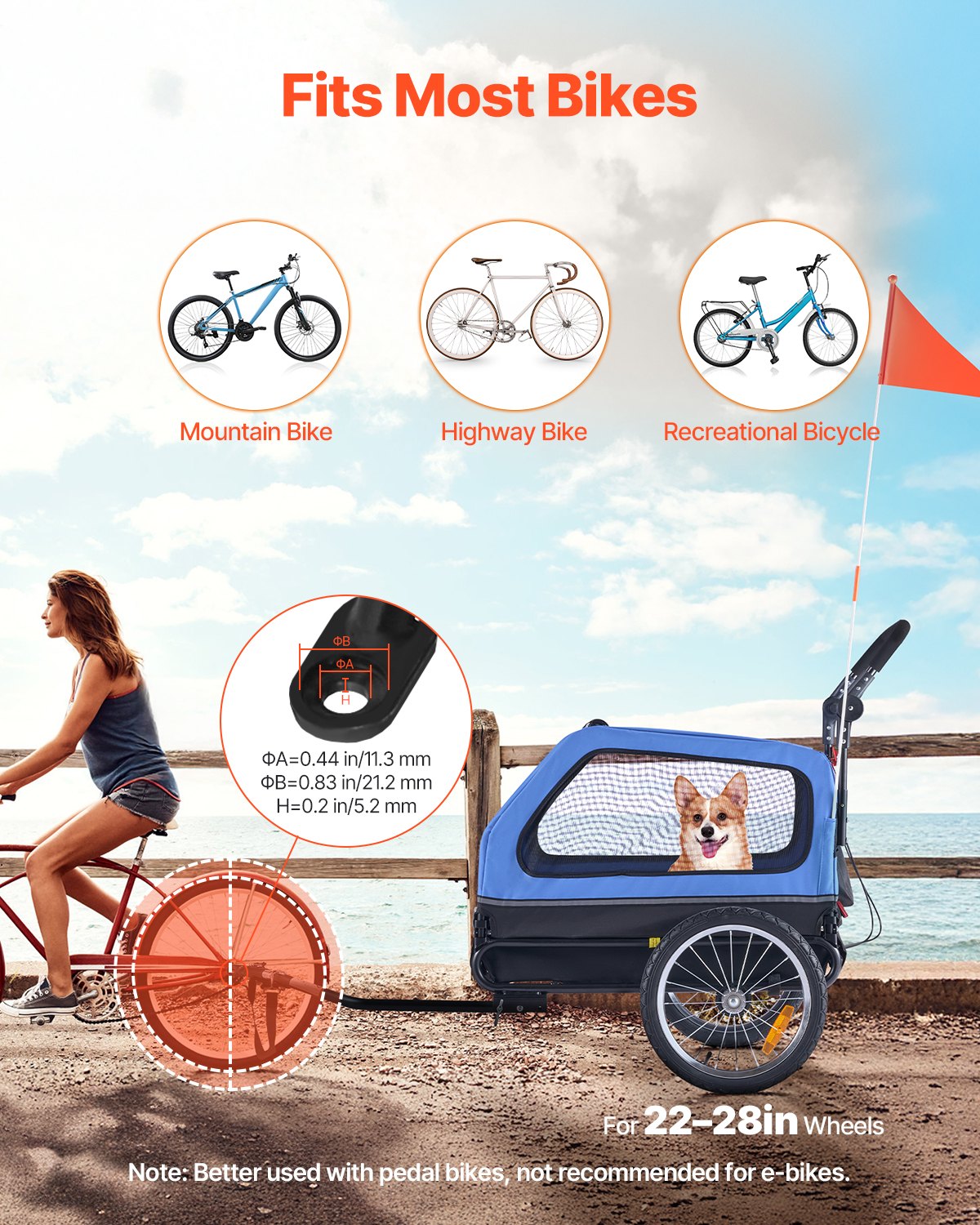 Dog Bike Trailer, Supports up to 40 kg, 2-in-1 Pet Stroller Cart Bicycle Carrier for Small & Large Dogs, Easy V952-TCTCLYSCWZXCV6PKI001V0