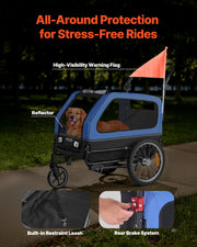 Dog Bike Trailer, Supports up to 40 kg, 2-in-1 Pet Stroller Cart Bicycle Carrier for Small & Large Dogs, Easy V952-TCTCLYSCWZXCV6PKI001V0