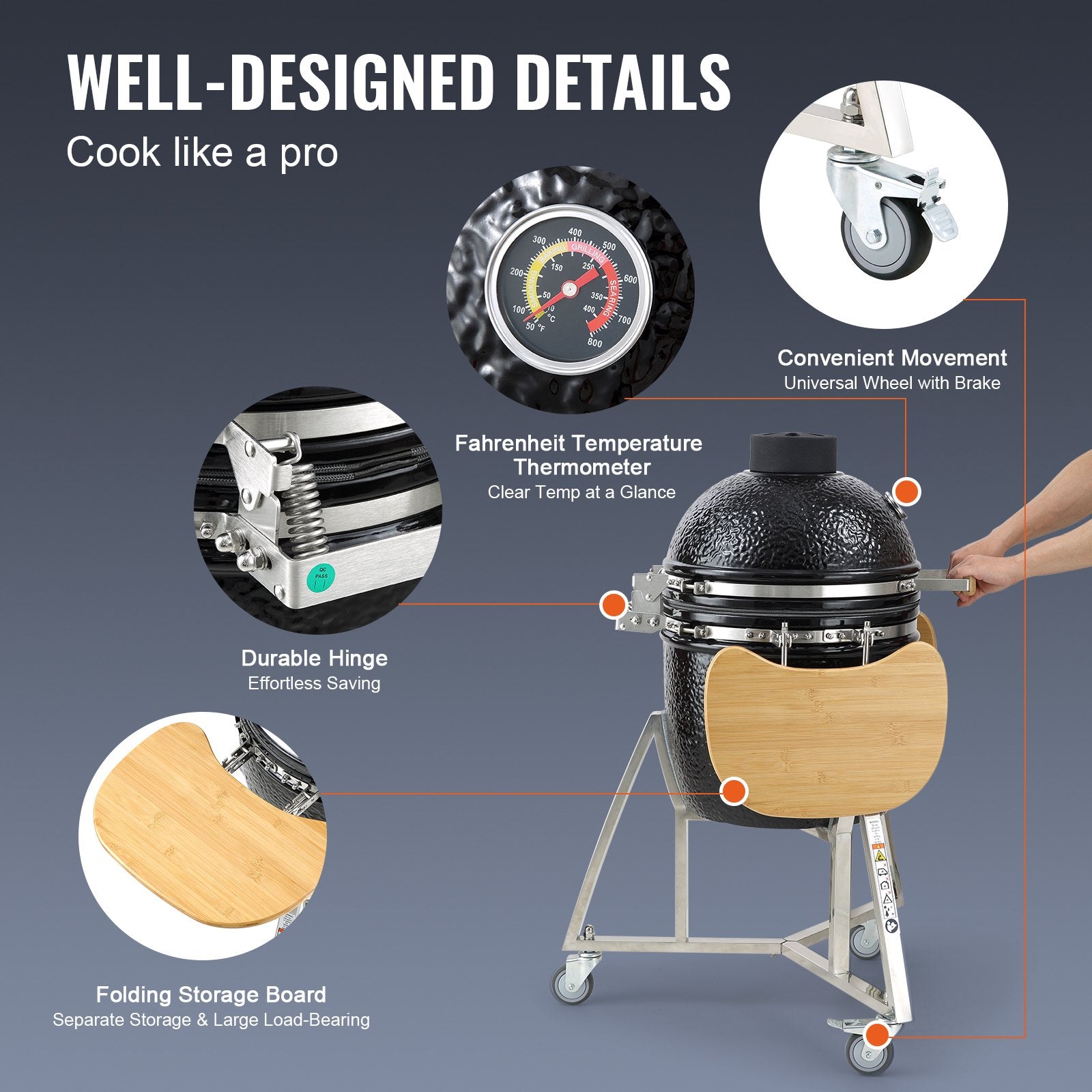 Portable Charcoal Grill, Propane Gas Grills with Cover and Cart, Heavy Duty Stainless Steel BBQ Grill, Mini V952-TCYXLYC1834505GFZV0