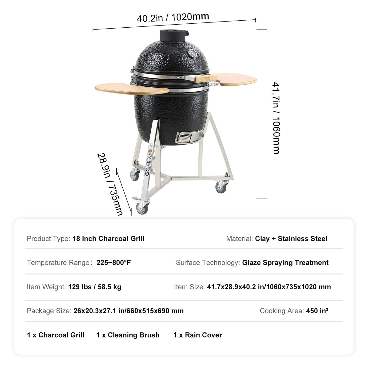 Portable Charcoal Grill, Propane Gas Grills with Cover and Cart, Heavy Duty Stainless Steel BBQ Grill, Mini V952-TCYXLYC1834505GFZV0