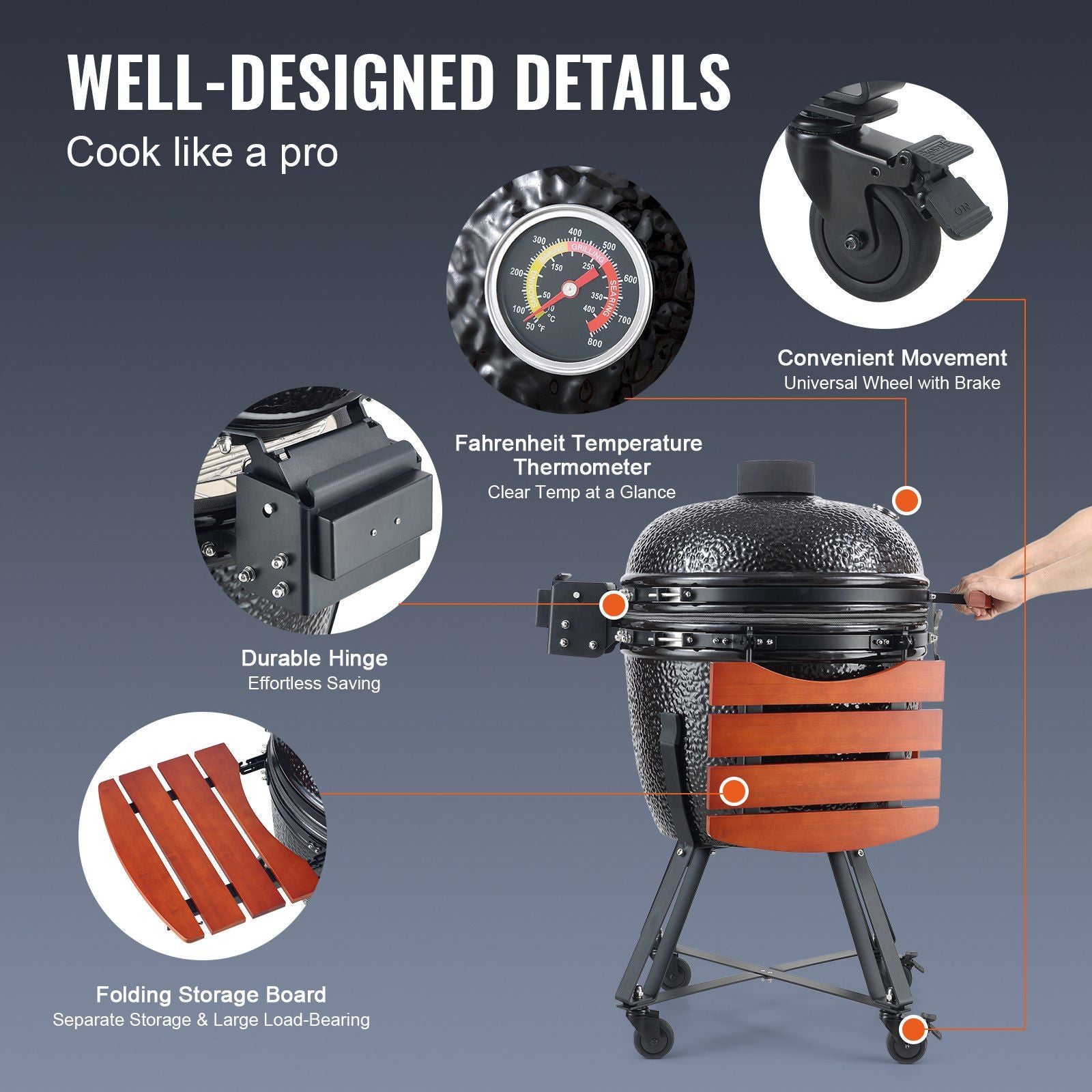 Portable Charcoal Grill, Propane Gas Grills with Cover and Cart, Heavy Duty Stainless Steel BBQ Grill, Mini V952-TCYXLYC243700Y92IV0