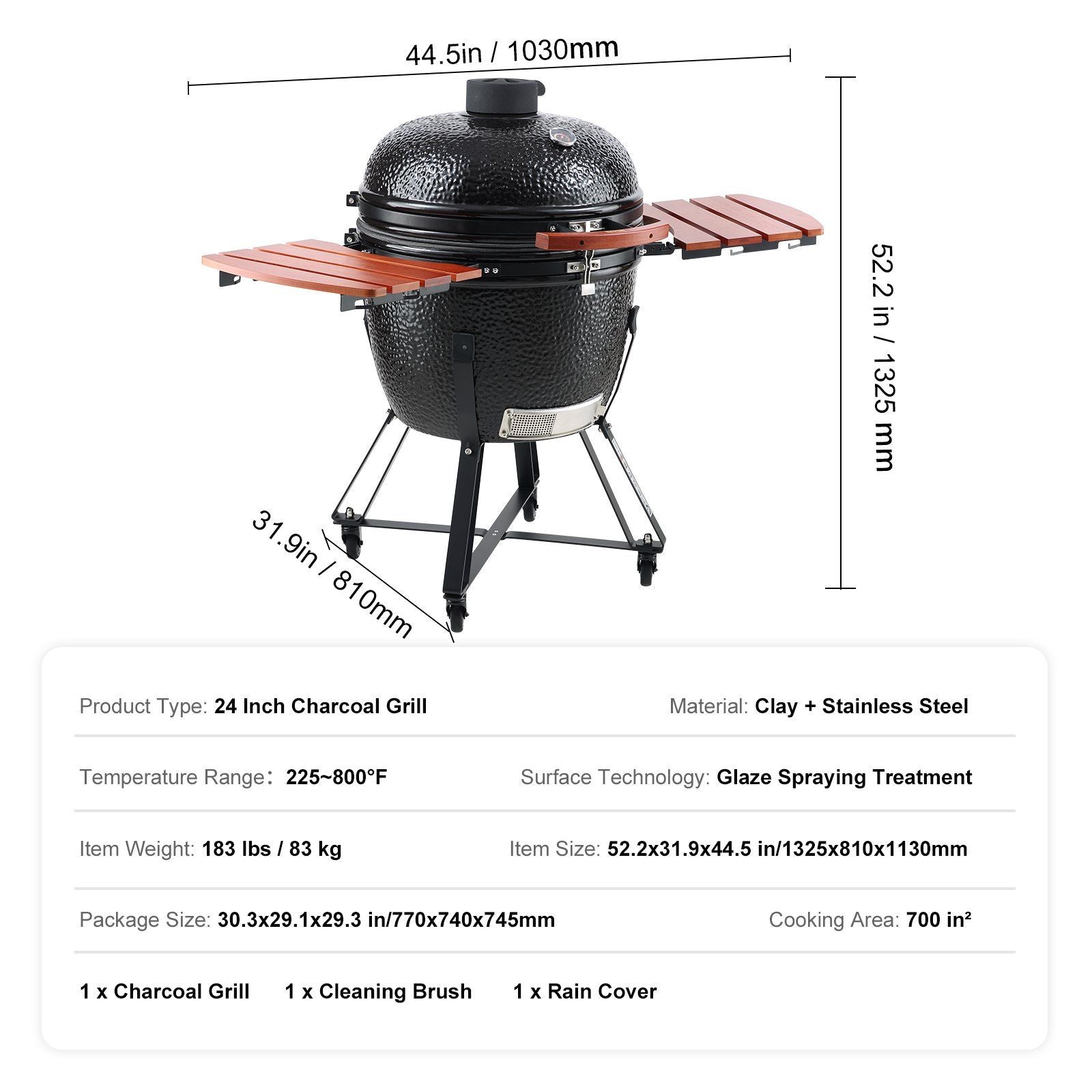 Portable Charcoal Grill, Propane Gas Grills with Cover and Cart, Heavy Duty Stainless Steel BBQ Grill, Mini V952-TCYXLYC243700Y92IV0