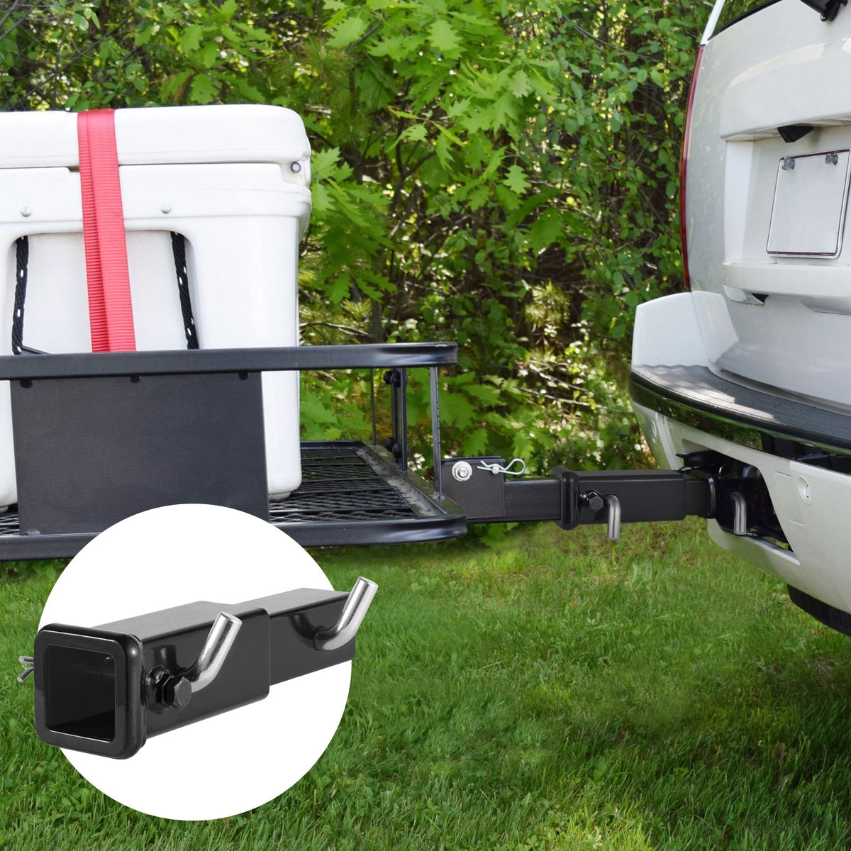 Trailer Hitch Extender, Fits for 2" Receiver Hitch Adapter, Trailer Hitch Extension Tube Extender, 7" V952-TCYZZG227000K8HB7V0