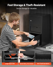 3.6 Cubic Feet Drop Safe, Large Capacity Front Drop Slot Safe Box with Digital Keypad, Heavy Duty 3 Tiers V952-TDSBXJ1378131EP8M001V9