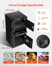 3.6 Cubic Feet Drop Safe, Large Capacity Front Drop Slot Safe Box with Digital Keypad, Heavy Duty 3 Tiers V952-TDSBXJ1378131EP8M001V9