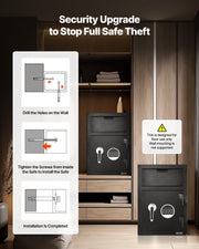 1.2 Cubic Feet Drop Safe, Large Capacity Front Drop Slot Safe Box with Digital Keypad, Heavy Duty 2 Tiers V952-TDSBXJ141420DFPNC001V9