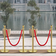Velvet Ropes and Posts, 5 ft/1.5 m Red Rope, Stainless Steel Gold Stanchion with Ball Top, Red Crowd Control V952-TDZQTHRSGLZJ4238FV0