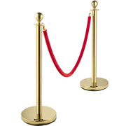 Velvet Ropes and Posts, 5 ft/1.5 m Red Rope, Stainless Steel Gold Stanchion with Ball Top, Red Crowd Control V952-TDZQTHRSGLZJ4238FV0