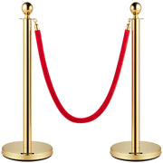Velvet Ropes and Posts, 5 ft/1.5 m Red Rope, Stainless Steel Gold Stanchion with Ball Top, Red Crowd Control V952-TDZQTHRSGLZJ4238FV0