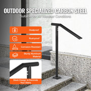 1-3 Step Handrail Railing for Steps Steel 150 kg Capacity with Screw Kit V952-TFBXYGLZHS3C1XYBOV0