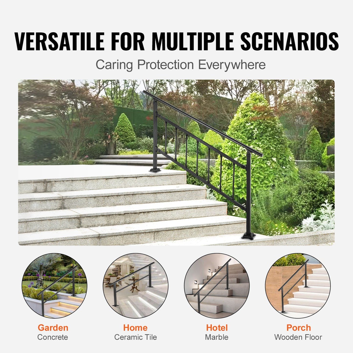 Outdoor Handrail 165LBS Load Handrail Outdoor Stairs Aluminum Stair Handrail 152 x 89.5 cm Outdoor Stair V952-TFDGLZHS5FT585EFIV0