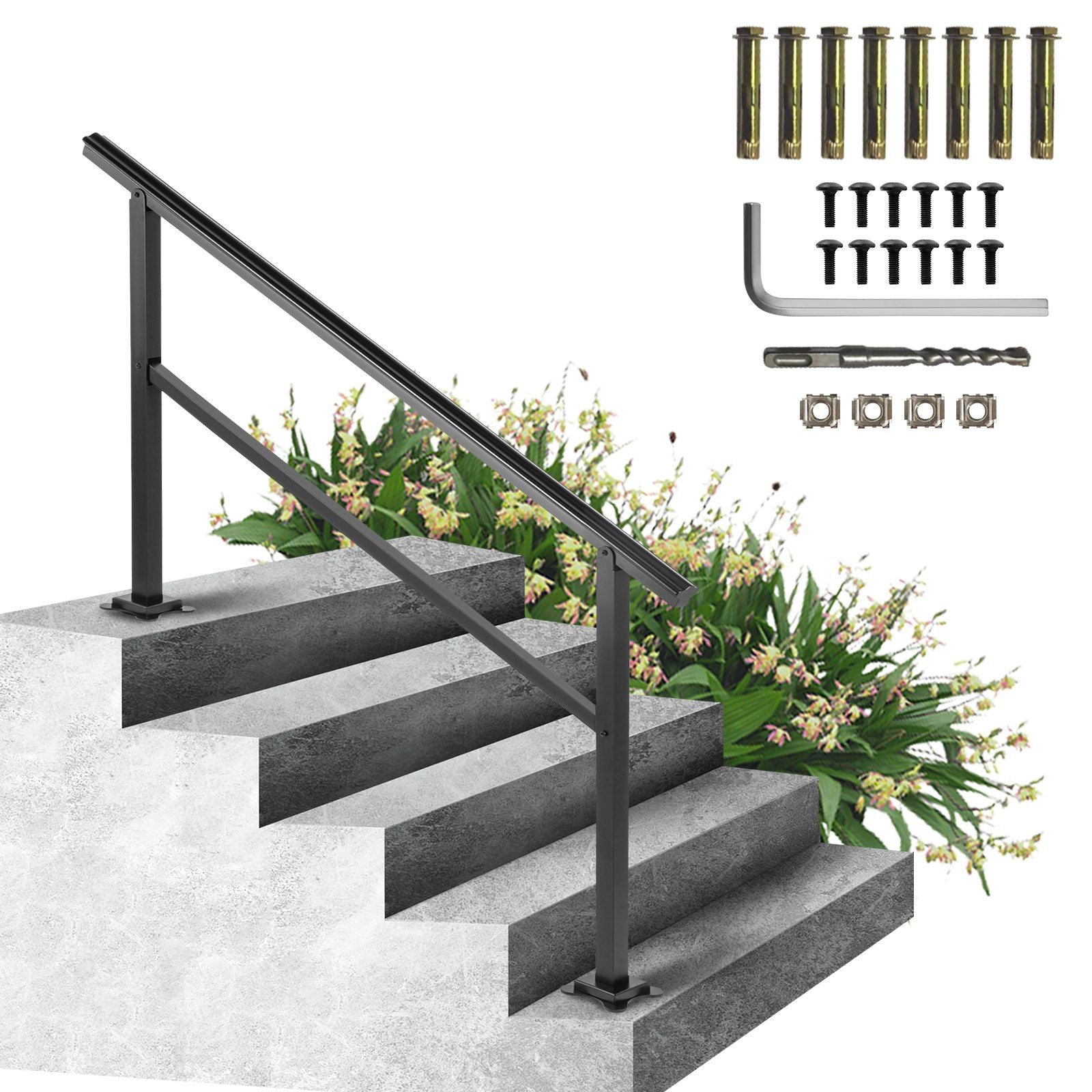 Outdoor Handrail 165LBS Load Handrail Outdoor Stairs Aluminum Stair Handrail 152 x 89.5 cm Outdoor Stair V952-TFDGLZHS5FT585EFIV0