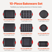 Baking Pan Set 10-Piece Nonstick Carbon Steel Set with Silicone Handles V952-TGKPTZ10JHS0KEORVV0