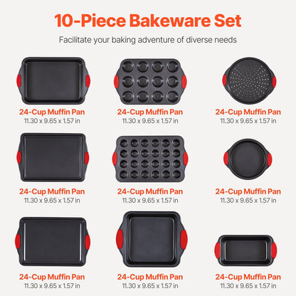 Baking Pan Set 10-Piece Nonstick Carbon Steel Set with Silicone Handles V952-TGKPTZ10JHS0KEORVV0