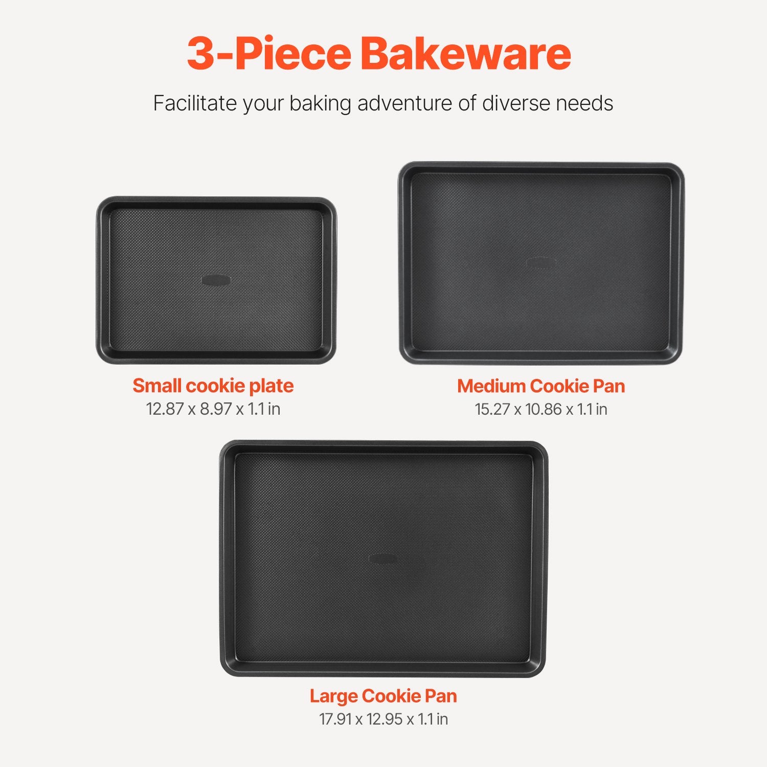 Baking Pan Set 3-Piece Nonstick Carbon Steel Set with Silicone Handles V952-TGKPTZ3JHS00T7HSBV0