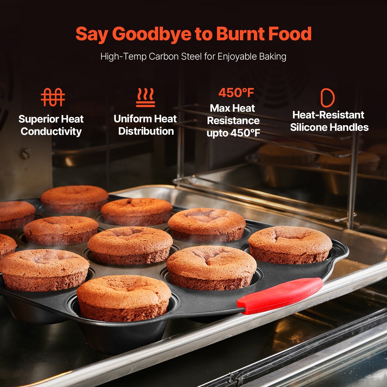 Baking Pan Set 6-Piece Nonstick Carbon Steel Set with Silicone Handles V952-TGKPTZ6JHS00V24UMV0