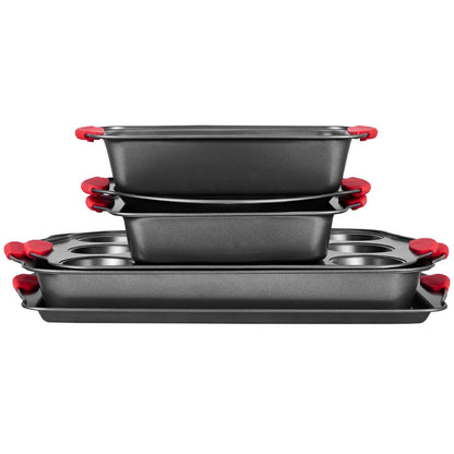 Baking Pan Set 6-Piece Nonstick Carbon Steel Set with Silicone Handles V952-TGKPTZ6JHS00V24UMV0
