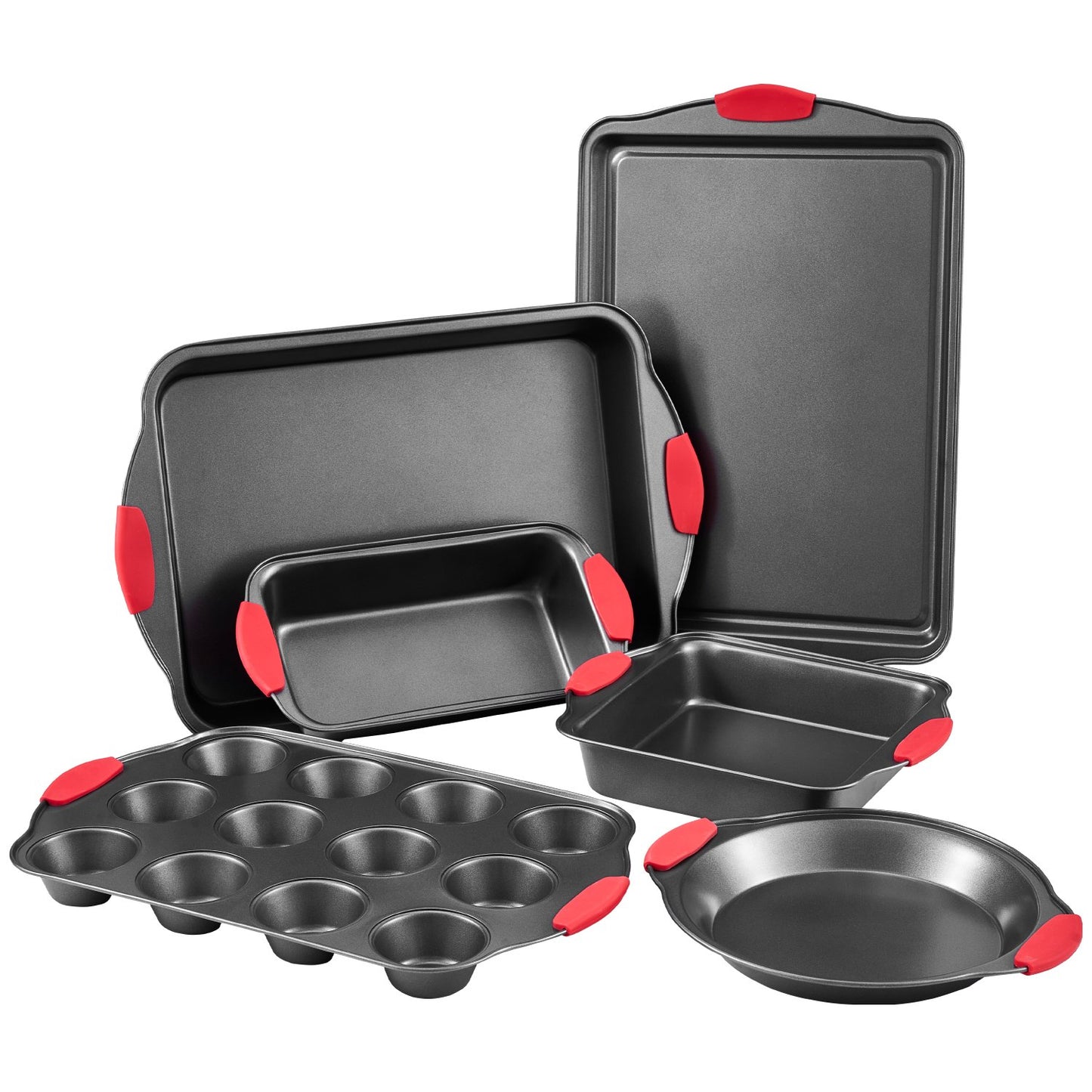 Baking Pan Set 6-Piece Nonstick Carbon Steel Set with Silicone Handles V952-TGKPTZ6JHS00V24UMV0