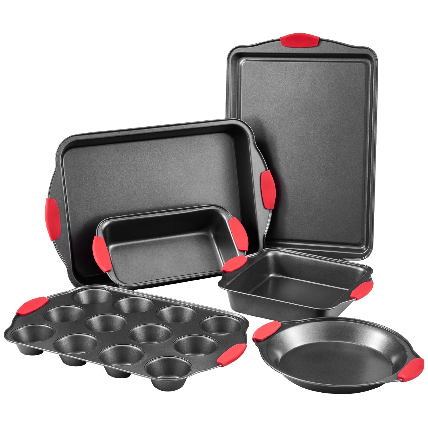 Baking Pan Set 6-Piece Nonstick Carbon Steel Set with Silicone Handles V952-TGKPTZ6JHS00V24UMV0