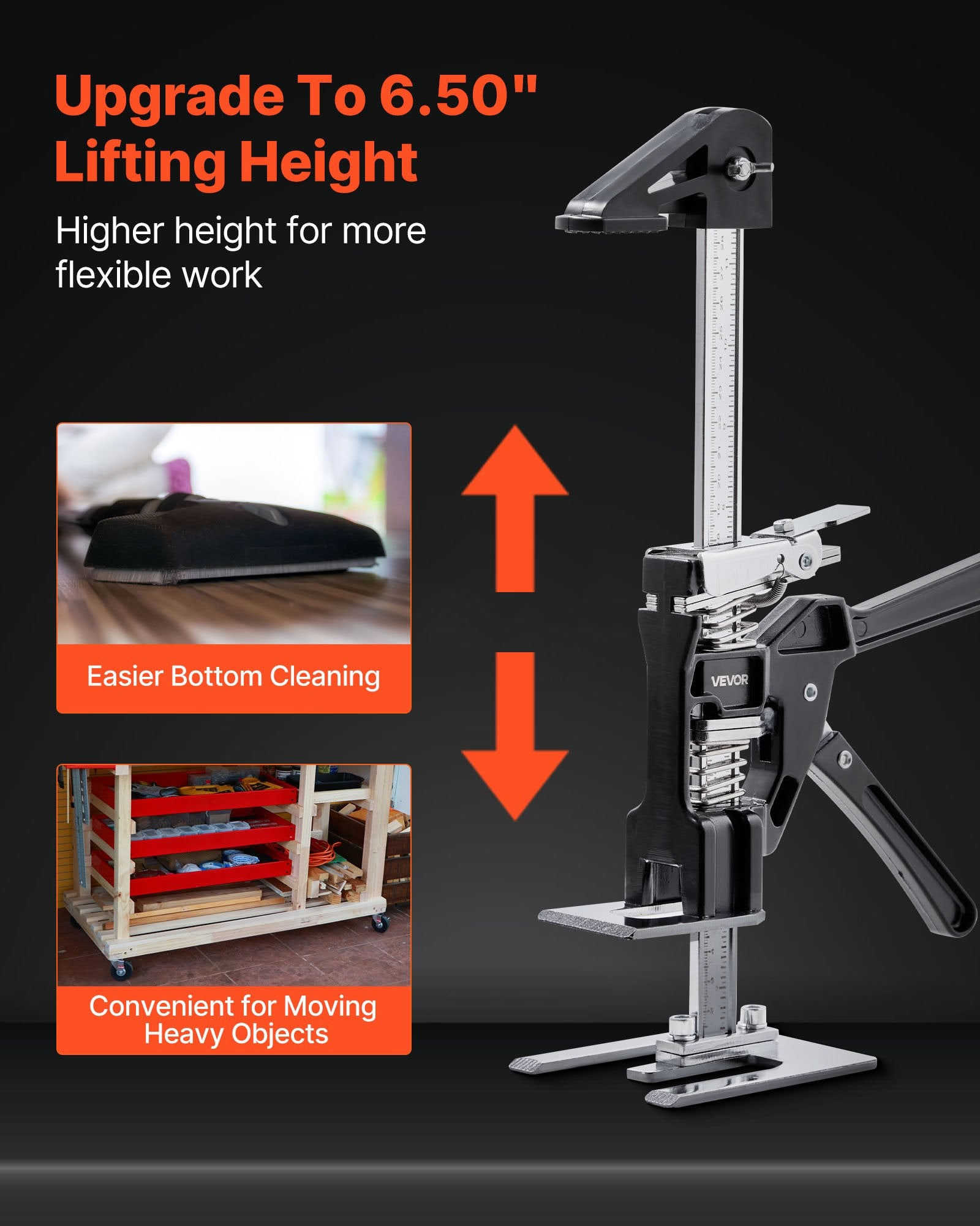 Labor Saving Arm Jack, 2 PCS 200 kg Bearing Capacity, Lifting up to 165 mm, Metal Hand Lifting Jack Tool with V952-TGQ170MM2DHS09LQLV0