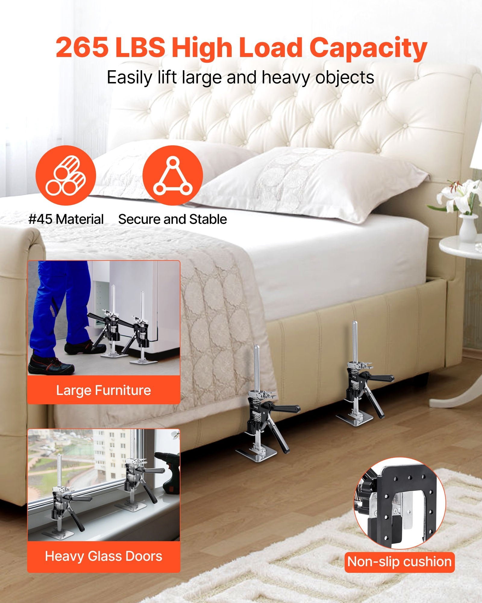 Labor Saving Arm Jack, 2 PCS 200 kg Bearing Capacity, Lifting up to 165 mm, Metal Hand Lifting Jack Tool with V952-TGQ170MM2DHS09LQLV0