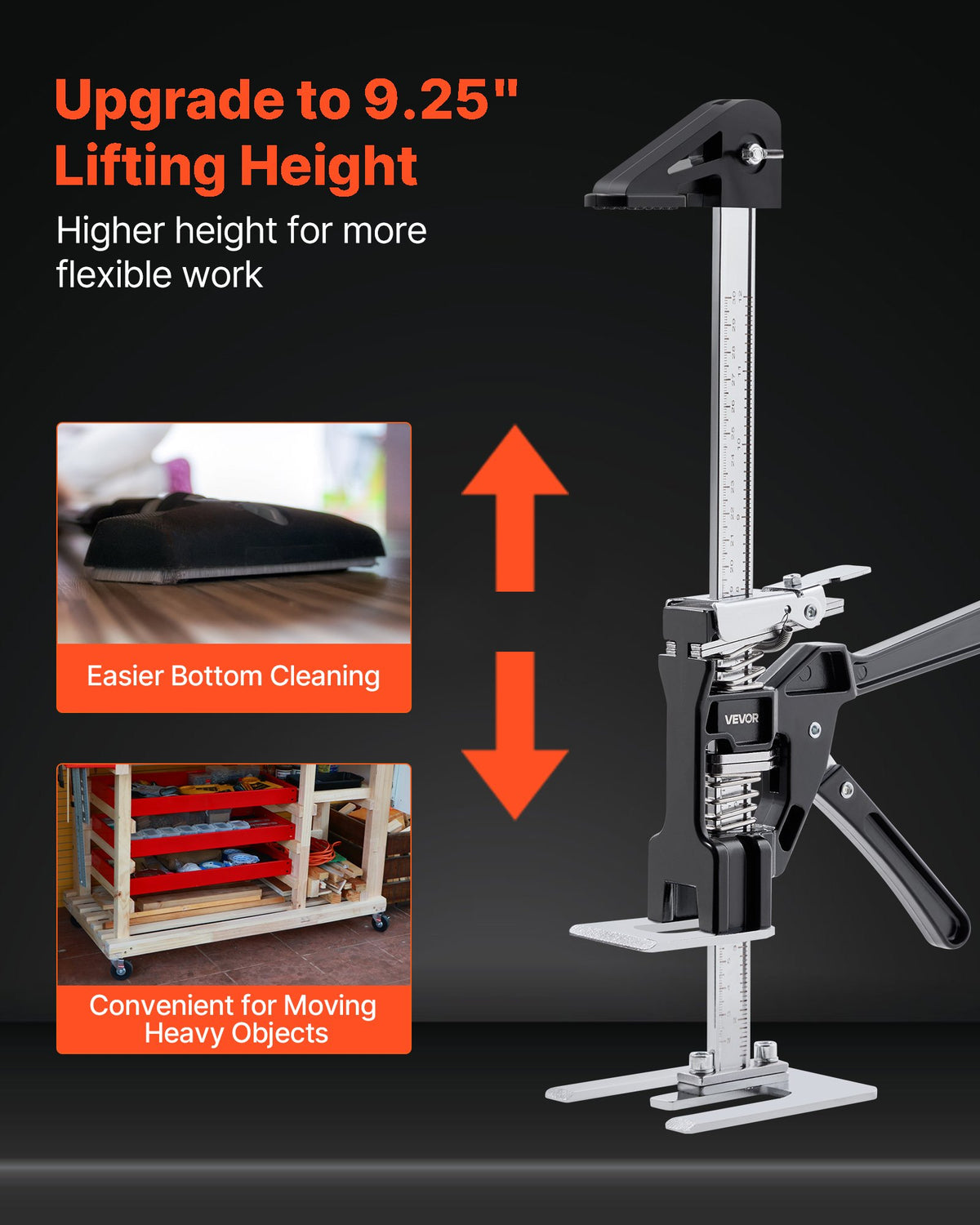 Labor Saving Arm Jack, 2 PCS 200 kg Bearing Capacity, Lifting up to 235 mm, Metal Hand Lifting Jack Tool with V952-TGQ220MM2DHS12IENV0