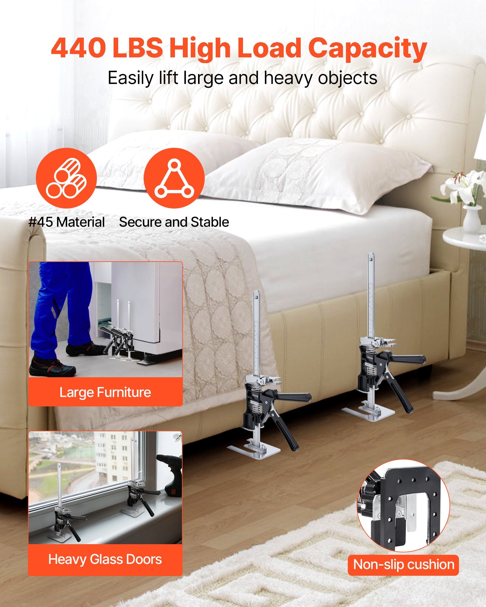 Labor Saving Arm Jack, 2 PCS 200 kg Bearing Capacity, Lifting up to 235 mm, Metal Hand Lifting Jack Tool with V952-TGQ220MM2DHS12IENV0