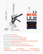 Labor Saving Arm Jack, 2 PCS 200 kg Bearing Capacity, Lifting up to 235 mm, Metal Hand Lifting Jack Tool with V952-TGQ220MM2DHS12IENV0