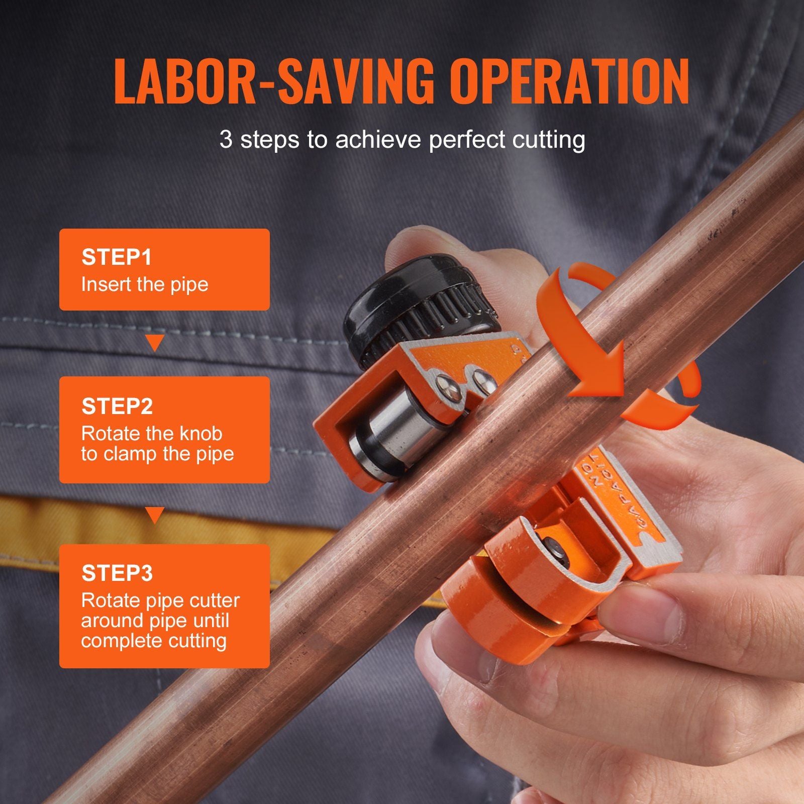 Mini Tubing Cutter, 1/8" - 1-1/8" O.D. Mini Copper Pipe Cutter, Heavy Duty Compact Tube Cutter Tool with V952-TGQGQJT11878825P0V0