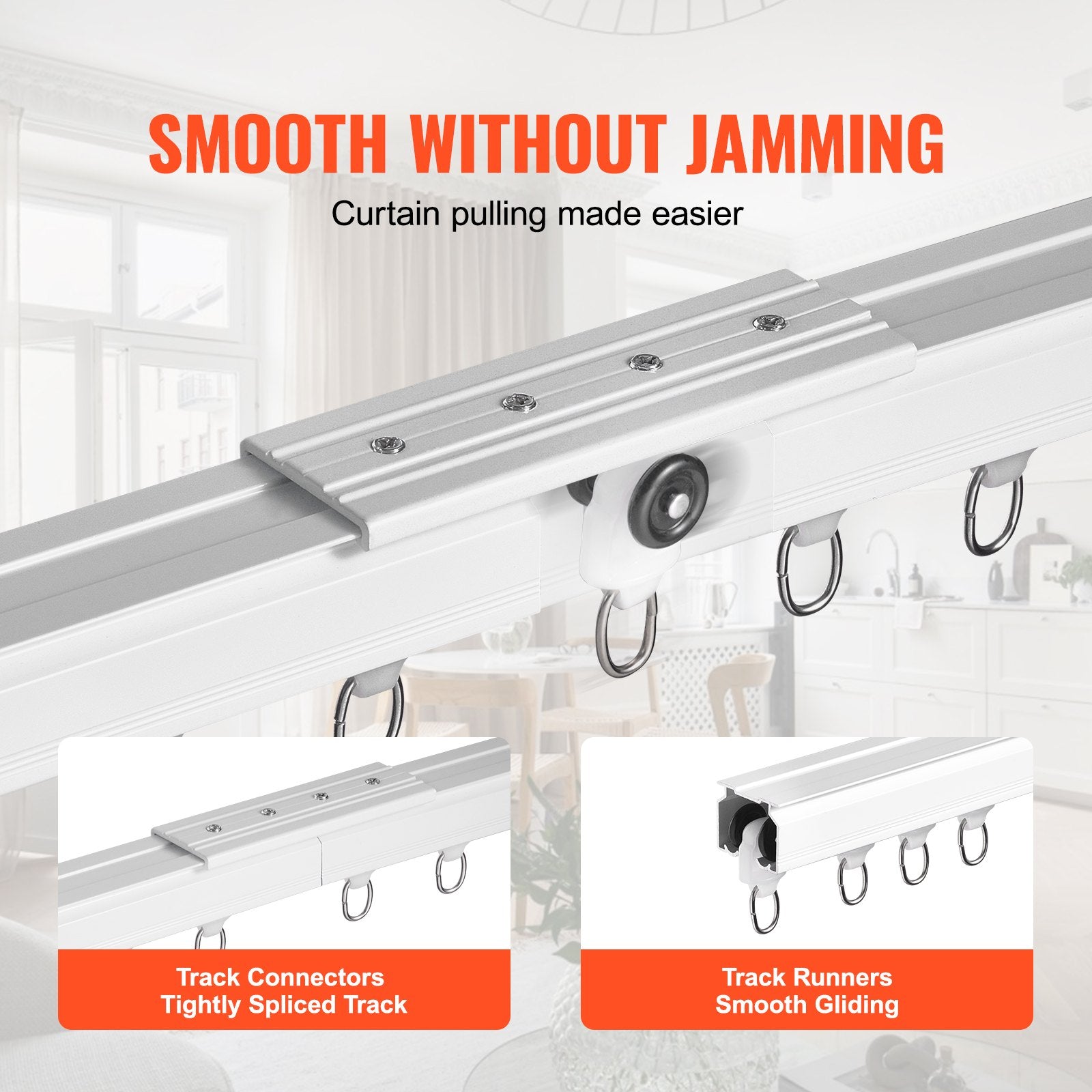 Ceiling Curtain Track Set 5.9 FT/1.8 Meter_oom Divider with Hooks White V952-THBCLGDTZLHJAZ7UAV0