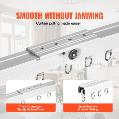 Ceiling Curtain Track Set 5.9 FT/1.8 Meter_oom Divider with Hooks White V952-THBCLGDTZLHJAZ7UAV0