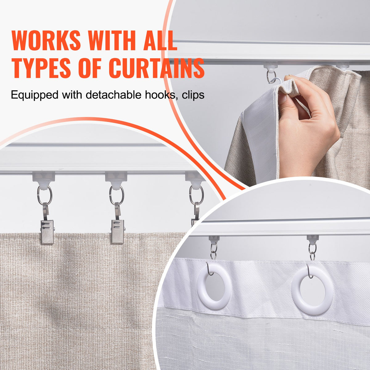Ceiling Curtain Track Set 5.9 FT/1.8 Meter_oom Divider with Hooks White V952-THBCLGDTZLHJAZ7UAV0