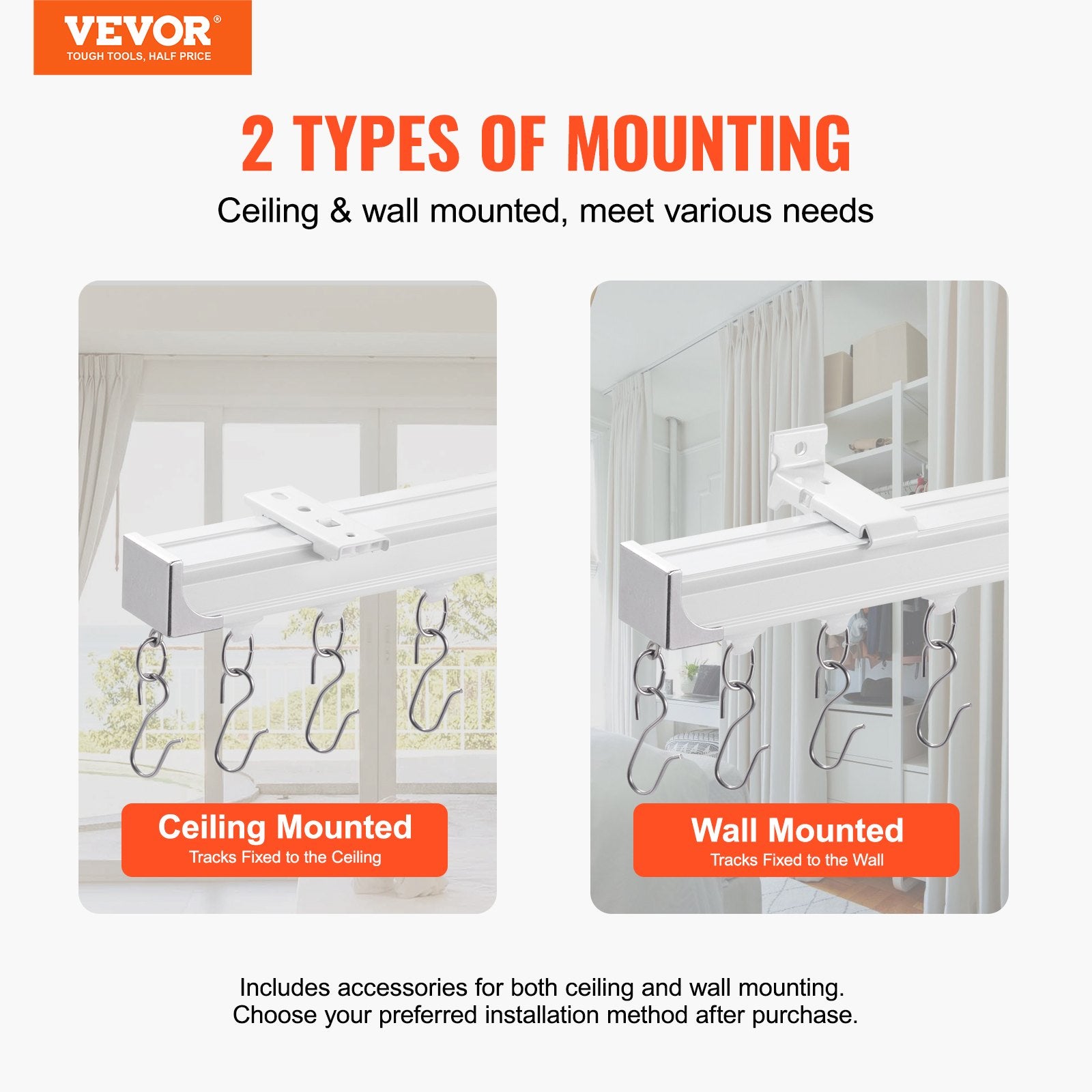 Ceiling Curtain Track Set 17.7 FT/5.4 Meter Room Divider with Hooks White V952-THBCLGDTZLHJN5CV4V0