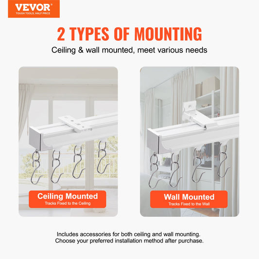 Ceiling Curtain Track Set 17.7 FT/5.4 Meter Room Divider with Hooks White V952-THBCLGDTZLHJN5CV4V0