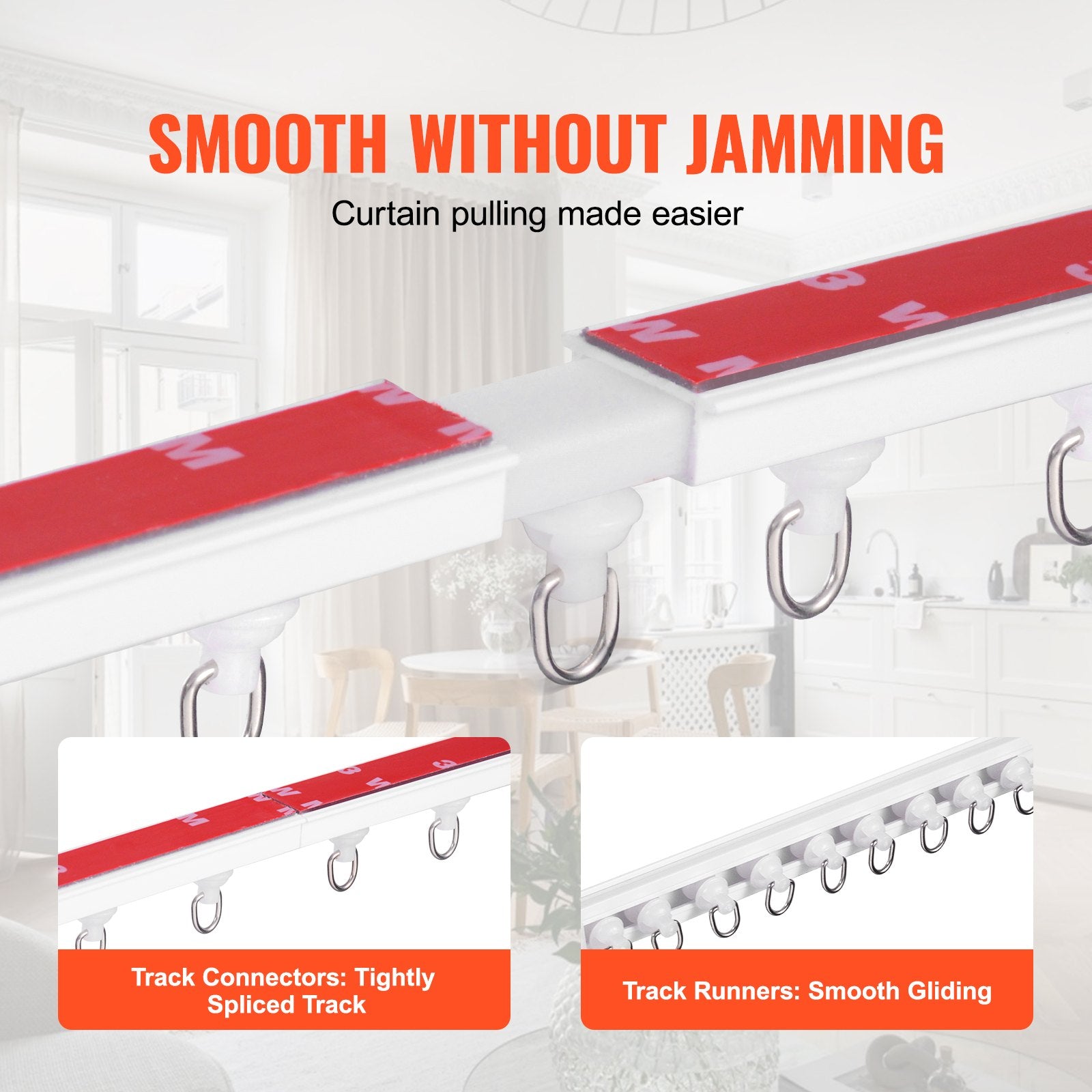 Ceiling Curtain Track Set, 9.9 FT/3 Meter, Self Adhesive, No Drill Ceiling Track System for Curtains, Room V952-THBCLGDTZPVCKEOX8V0