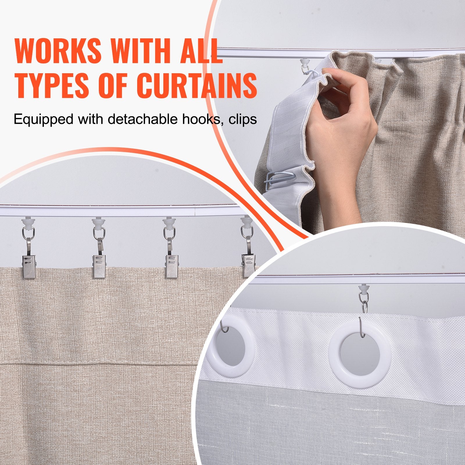 Ceiling Curtain Track Set, 9.9 FT/3 Meter, Self Adhesive, No Drill Ceiling Track System for Curtains, Room V952-THBCLGDTZPVCKEOX8V0