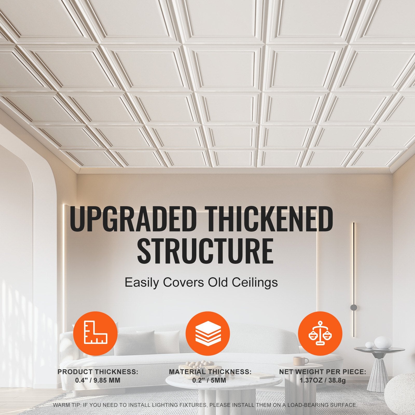 Ceiling Tiles, 16-Pack 20 x 20 in, Drop Ceiling Tiles Premium Polystyrene Sheet, Easy Installation/ Cutting V952-THBZPSB16J500WMY3V0