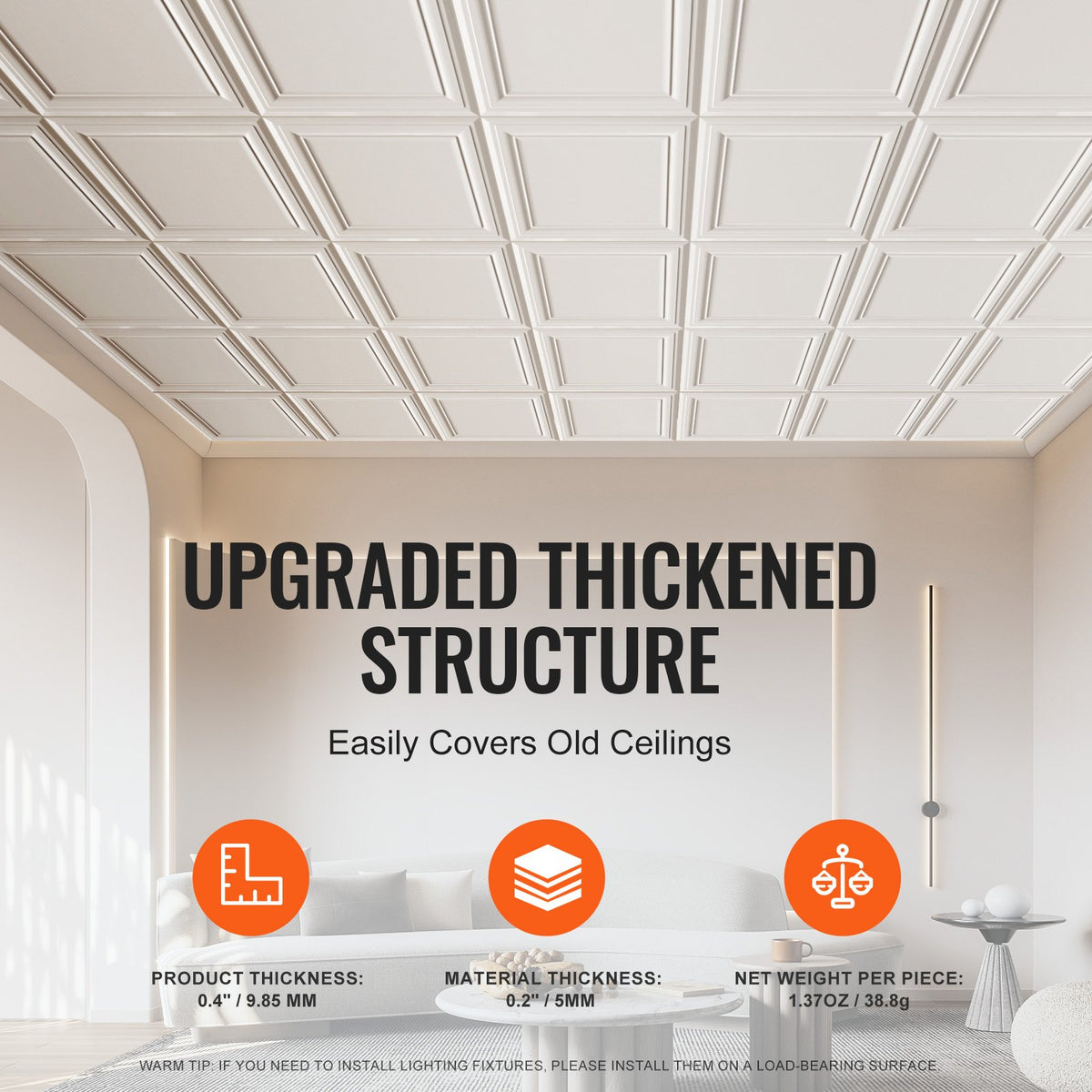 Ceiling Tiles, 16-Pack 20 x 20 in, Drop Ceiling Tiles Premium Polystyrene Sheet, Easy Installation/ Cutting V952-THBZPSB16J500WMY3V0