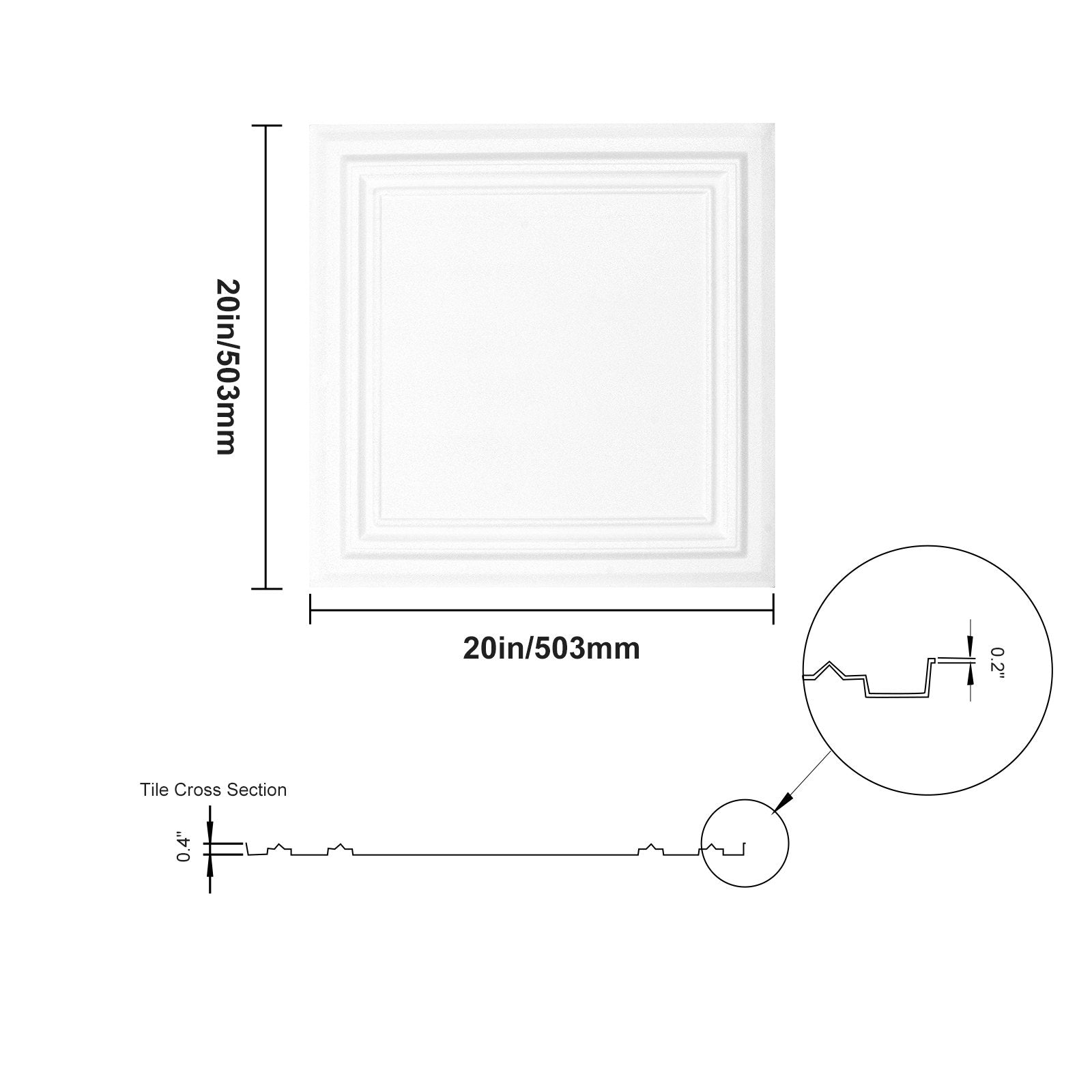 Ceiling Tiles 48-Pack 20 x 20 in Polystyrene Easy Installation Glue-up V952-THBZPSB48J5097TMWV0