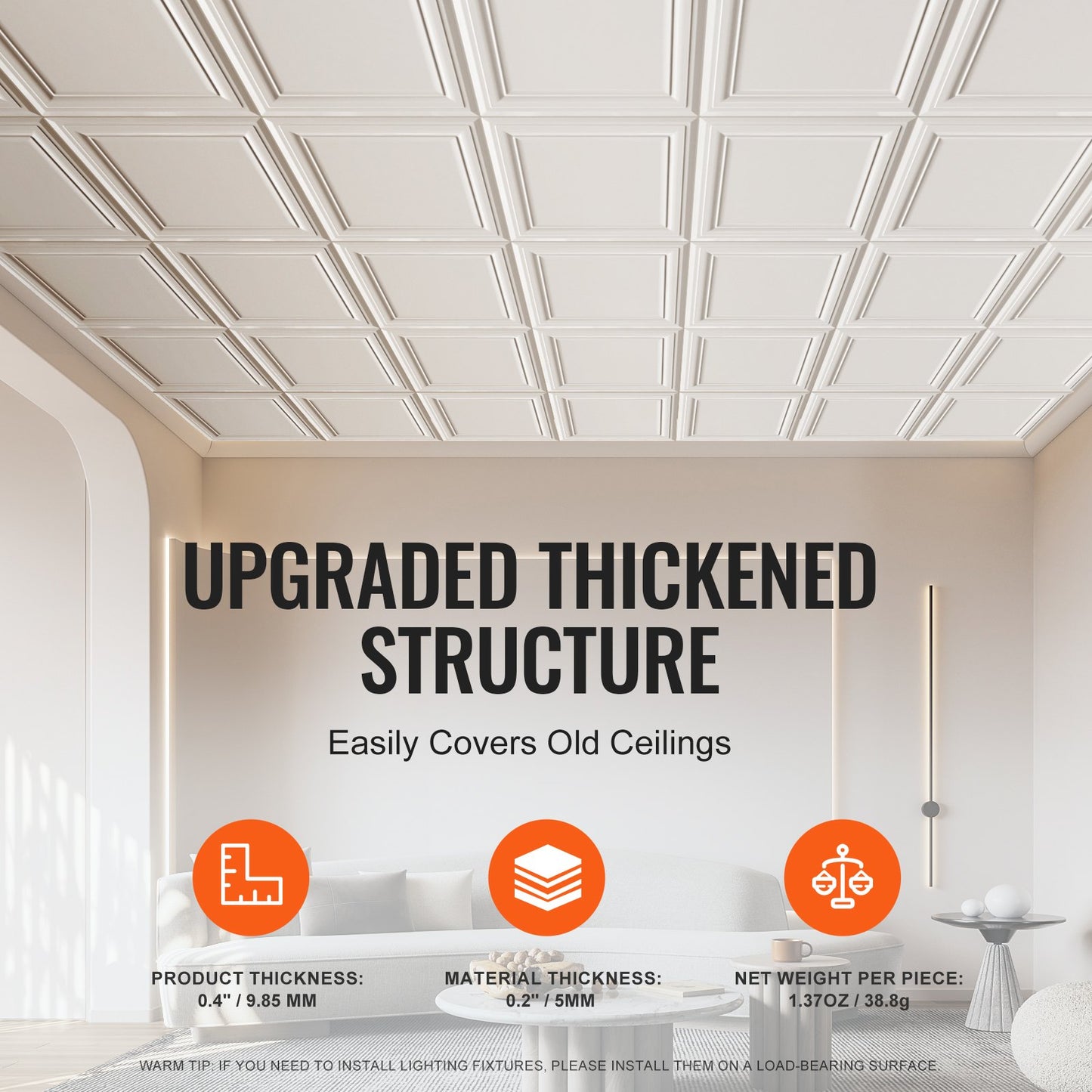 Ceiling Tiles 96-Pack 20 x 20 in Polystyrene Easy Installation Glue-up V952-THBZPSB96J507BX42V0