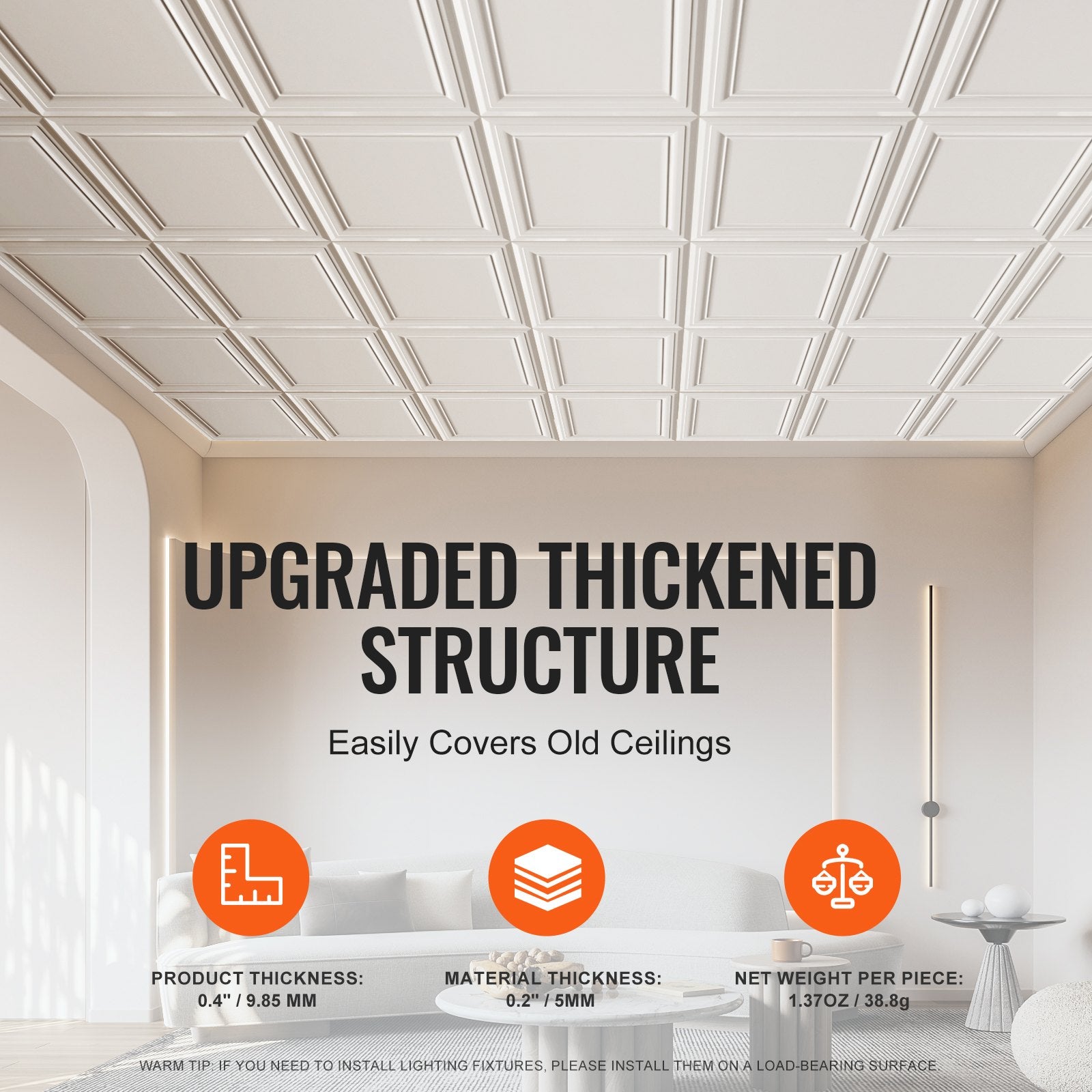 Ceiling Tiles 96-Pack 20 x 20 in Polystyrene Easy Installation Glue-up V952-THBZPSB96J507BX42V0