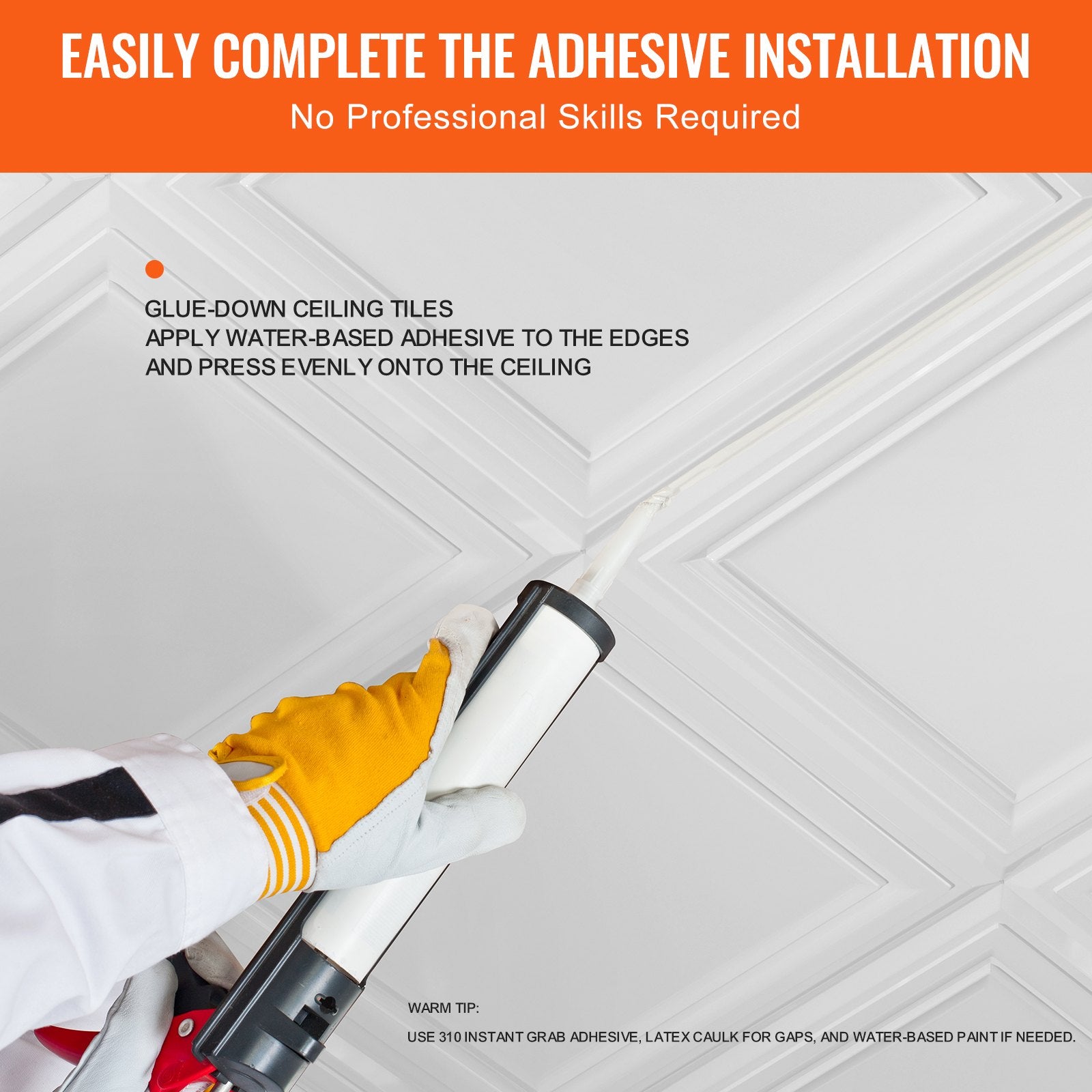 Ceiling Tiles 96-Pack 20 x 20 in Polystyrene Easy Installation Glue-up V952-THBZPSB96J507BX42V0