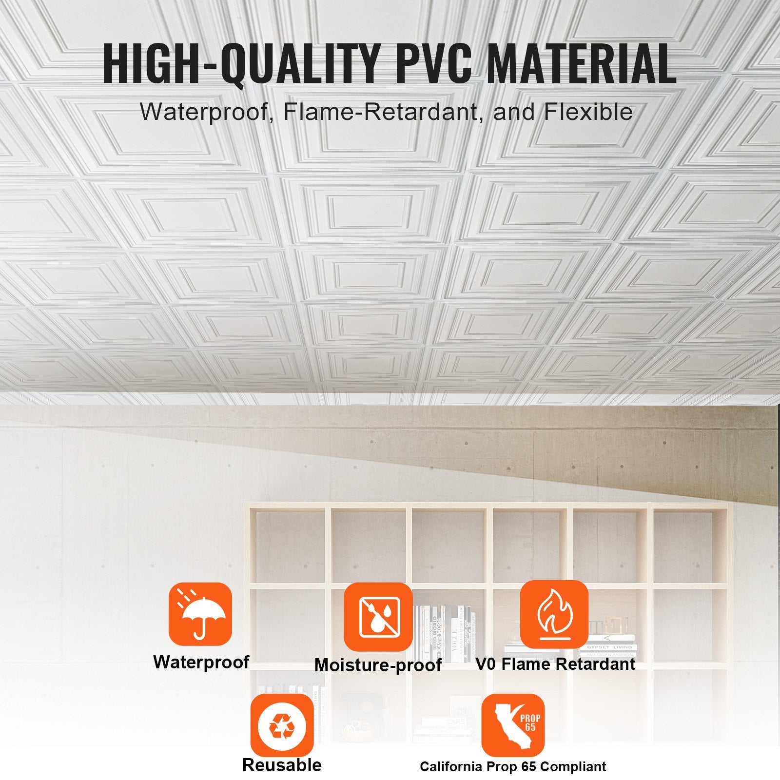 Ceiling Tiles 12-Pack 24 x 24 in PVC Easy Installation White Peg Pattern V952-THBZPVCB12J20JVLNV0