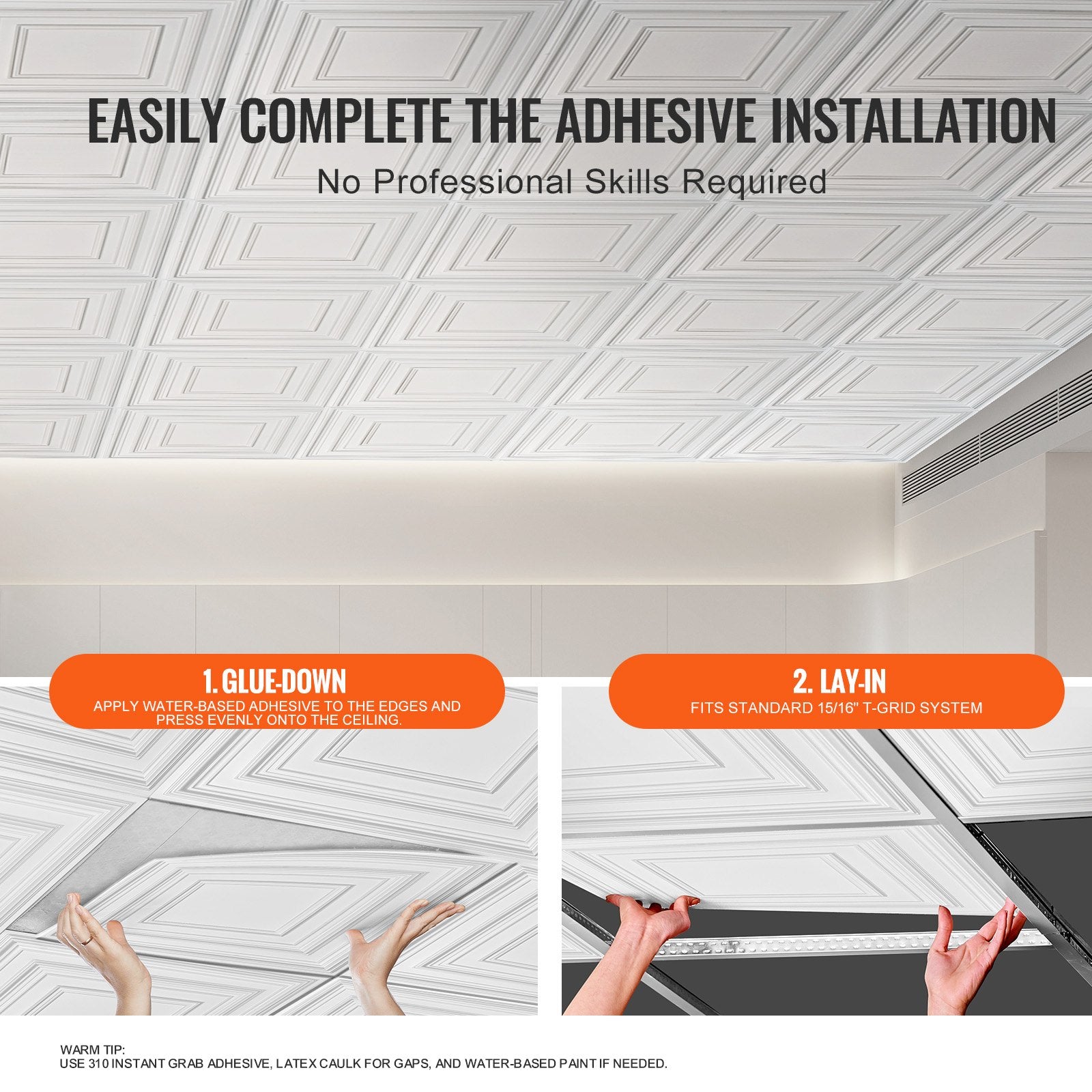 Ceiling Tiles 12-Pack 24 x 24 in PVC Easy Installation White Peg Pattern V952-THBZPVCB12J20JVLNV0